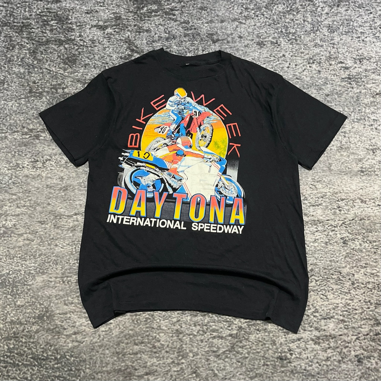 Vtg Daytona International Speedway Bike Week T Shirt Mens Medium Black 80s 90s